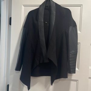 MAJE SWEATER WITH LEATHER TRIM